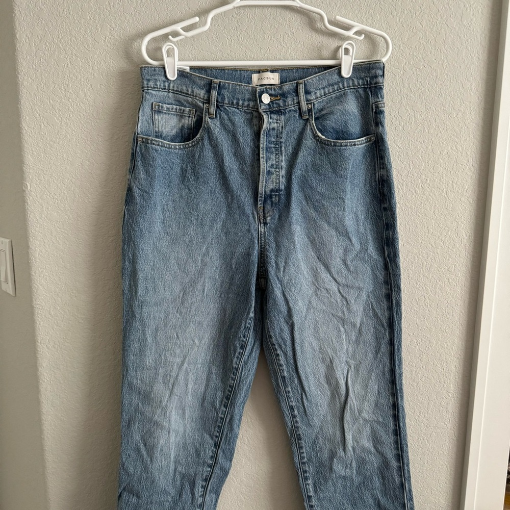 Pacsun Stretch Dad Jeans Straight Leg Vintage Wash Jeans